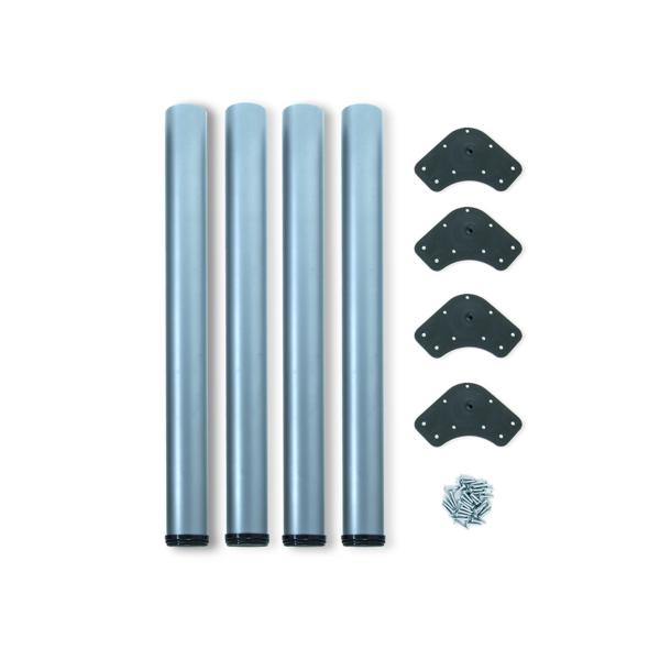 Kit de 4 patas de mesa regulables Emuca D. 60 x 710 mm de acero gris metalizado