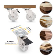 Emuca Lot de 4 roulettes Slip transparente avec plétine de montage, diamètre 75mm, Acier et Plastique - Item7
