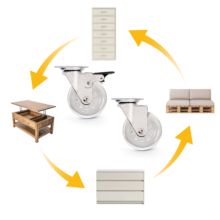Emuca Lot de 4 roulettes Slip transparente avec plétine de montage, diamètre 75mm, Acier et Plastique - Item8