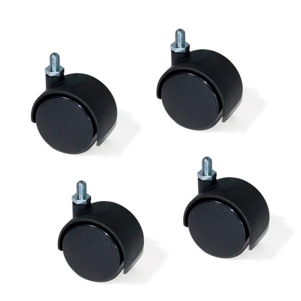 Kit de 4 ruedas para cajonera Emuca de D. 40 mm con perno M8 x 12 y rodamientos de bolas