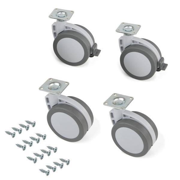 Kit de 4 ruedas Mak Emuca D. 80 mm con placa de montaje