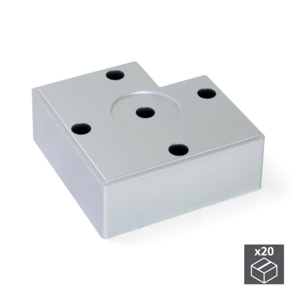 Lote de 20 pies para mueble Alumix7 Emuca altura 30 mm en gris metalizado