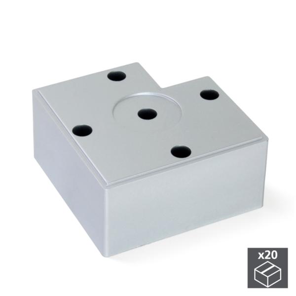 Lote de 20 pies para mueble Alumix7 Emuca altura 45 mm en gris metalizado