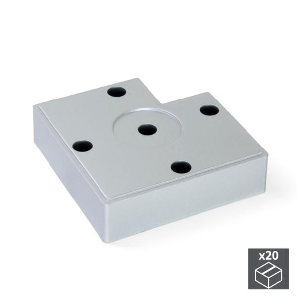 Lote de 20 pies Alumix7 Emuca para mueble, altura 15 mm en gris metalizado