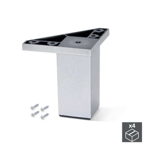 Kit de 4 pies Alumix1 Emuca para mueble, altura 80 mm en gris metalizado