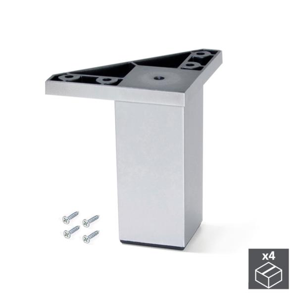 Kit de 4 pies para mueble Alumix1 Emuca altura 100 mm en gris metalizado