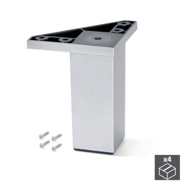 Kit de 4 pies para mueble Alumix1 Emuca altura 120 mm gris metalizado