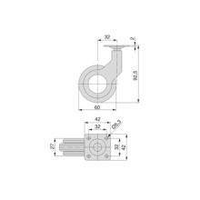 Emuca Lote de 4 ruedas Hole 2 con placa de montaje, diámetro 60mm, Acero y Plástico, Pintado negro - Ítem8