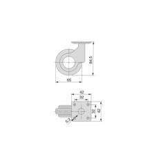 Emuca Lot de 4 roulettes Hole 2 avec plétine de montage, diamètre 60mm, Acier et Plastique, Plastique gris - Item7