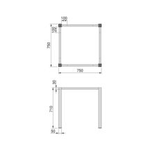 Emuca Patas cuadradas y estructura para mesa, 50x50mm, 750x750mm, Acero, Pintado blanco - Ítem1