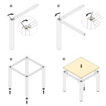 Emuca Pieds carrés et cadre de table, 50x50mm, 1150x750mm, Acier, Peint en blanc - Item10