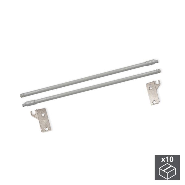 Emuca Juego Barandillas para cajón Ultrabox, D. 10 mm, Prof. 500 mm, Acero, Gris metalizado, 10 ud.