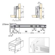 Emuca Kit cajón de cocina Ultrabox, altura 118 mm, prof. 270 mm, Acero, Gris metalizado, 10 ud. - Ítem4