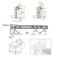 Emuca Kit cajón de cocina Ultrabox, altura 118 mm, prof. 270 mm, Acero, Gris metalizado, 10 ud. - Ítem1