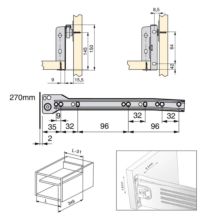 Emuca Kit cajón de cocina Ultrabox, altura 150 mm, prof. 270 mm, Acero, Gris metalizado, 10 ud. - Ítem4