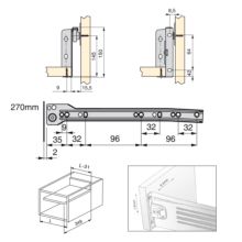 Emuca Kit cajón de cocina Ultrabox, altura 150 mm, prof. 270 mm, Acero, Gris metalizado, 10 ud. - Ítem1