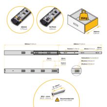 Emuca Lot de 5 jeux de Coulisses pour tiroirs, roulement à billes, hauteur 45mm, profondeur 300mm, sortie totale, fermeture amortie, Noir - Item8