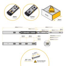 Emuca Lot de 5 jeux de Coulisses pour tiroirs, roulement à billes, hauteur 45mm, profondeur 400mm, sortie totale, fermeture amortie, Noir - Item8