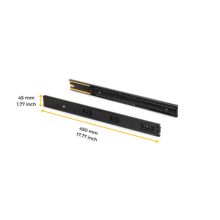 Emuca Lote de 5 juegos de guías para cajones, de bolas, altura 45mm, profundidad 450mm, extracción total, cierre suave, Negro - Ítem8
