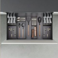 Emuca Organizador Orderbox para cajón, 100x470mm, Acero y Madera, Gris antracita