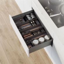 Emuca Organisateur Orderbox pour tiroir, 150x470 mm, Gris anthracite, Acier et Bois - Item1