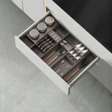 Emuca Porte-couteaux Orderbox pour tiroir, 150x470 mm, Gris anthracite, Acier et Bois - Item1