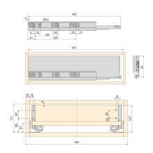 Emuca Kit de cajón para cocina o baño Vertex de altura 93mm con tableros incluidos, módulo 450mm, Pintado blanco - Ítem1