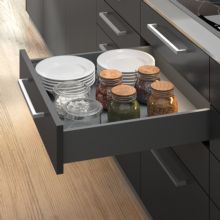 Emuca Kit de cajón para cocina o baño Vertex de altura 93mm con tableros incluidos, módulo 450mm, Gris antracita - Ítem9