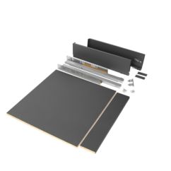Emuca Kit de cajón para cocina o baño Vertex de altura 93mm con tableros incluidos, módulo 600mm, Gris antracita - Ítem