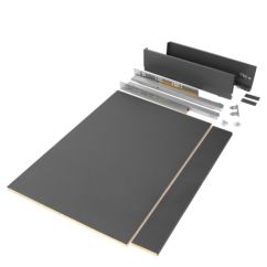 Emuca Kit de cajón para cocina o baño Vertex de altura 93mm con tableros incluidos, módulo 900mm, Gris antracita - Ítem