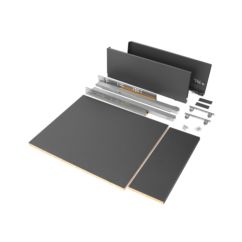 Emuca Kit de cajón para cocina o baño Vertex de altura 178mm con tableros incluidos, módulo 450mm, Gris antracita - Ítem