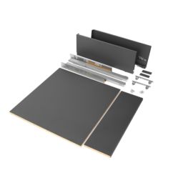 Emuca Kit de cajón para cocina o baño Vertex de altura 178mm con tableros incluidos, módulo 600mm, Gris antracita