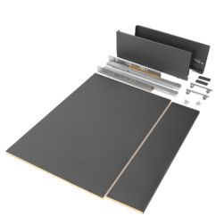 Emuca Kit de cajón para cocina o baño Vertex de altura 178mm con tableros incluidos, módulo 900mm, Gris antracita - Ítem