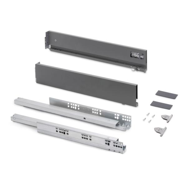 Emuca Cajón exterior Vertex con regulación 3D de altura 93mm, 40kg, profundidad 350mm, Acero, Gris antracita