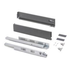 Emuca Cajón exterior Vertex con regulación 3D de altura 93mm, 40kg, profundidad 350mm, Acero, Gris antracita