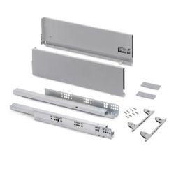 Emuca Cajón exterior Vertex con regulación 3D de altura 178mm, 40kg, profundidad 500mm, Acero, Pintado aluminio