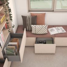 Emuca Cajón exterior Vertex con regulación 3D de altura 93mm, 40kg, profundidad 300mm, Acero, Pintado aluminio - Ítem1