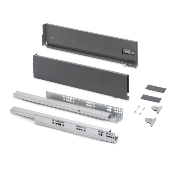 Emuca Cajón exterior Vertex con regulación 3D de altura 131mm, 40kg, profundidad 270mm, Acero, Gris antracita