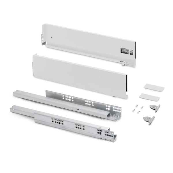 Emuca Cajón exterior Vertex con regulación 3D de altura 131mm, 40kg, profundidad 550mm, Acero, Pintado blanco