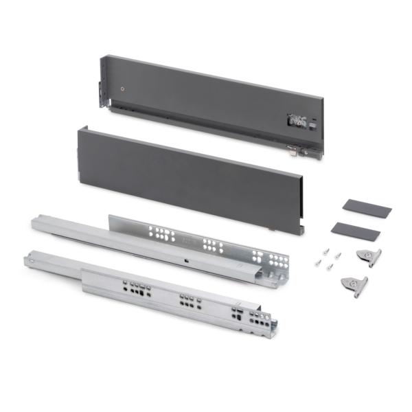 Emuca Cajón exterior Vertex con regulación 3D de altura 131mm, 40kg, profundidad 550mm, Acero, Gris antracita