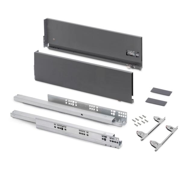 Emuca Cajón exterior Vertex con regulación 3D de altura 178mm, 40kg, profundidad 550mm, Acero, Gris antracita