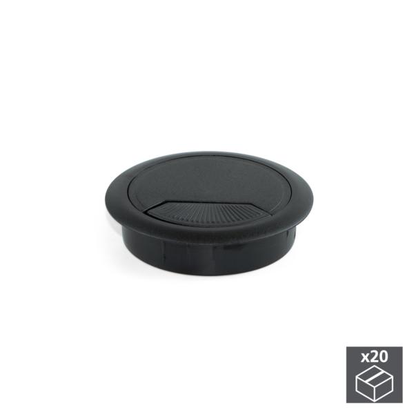 Lote de 20 pasacables D. 60 mm Emuca para encastrar de plástico negro