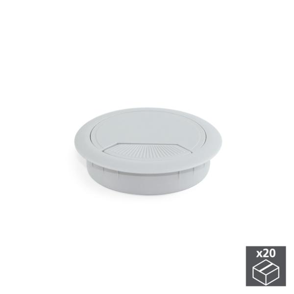 Emuca Tapa pasacables circular, D. 60 mm, para encastrar, Plástico, Gris, 20 ud.