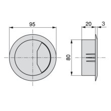Emuca Couvercle passe-câbles, circulaire, D. 80 mm, à encastrer, Plastique, Noir, 4 ut. - Item1