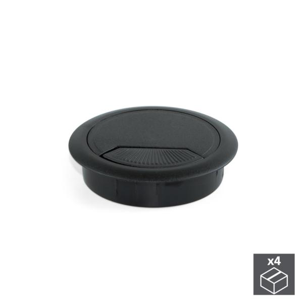 Emuca Couvercle passe-câbles, circulaire, D. 80 mm, à encastrer, Plastique, Noir, 4 ut.