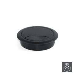 Emuca Couvercle passe-câbles, circulaire, D. 80 mm, à encastrer, Plastique, Noir, 4 ut.