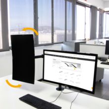 Emuca Soportes de monitor para mesa inclinables y giratorios 360, Doble, Acero, Pintado negro - Ítem5