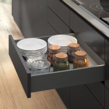 Emuca Cajón exterior Vertex Push Sincro con regulación 3D de altura 93mm, 40kg, profundidad 350mm, Acero, Gris antracita - Ítem3