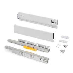 Emuca Cajón exterior Vertex Push Sincro con regulación 3D de altura 93mm , 40kg, profundidad 500mm, Acero, Pintado blanco