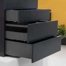 Emuca Cajón exterior Vertex Push Sincro con regulación 3D de altura 131mm, 40kg, profundidad 350mm, Acero, Gris antracita - Ítem1